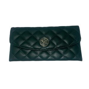 Badgley Mischka Dark Green Quilted Long Wallet
